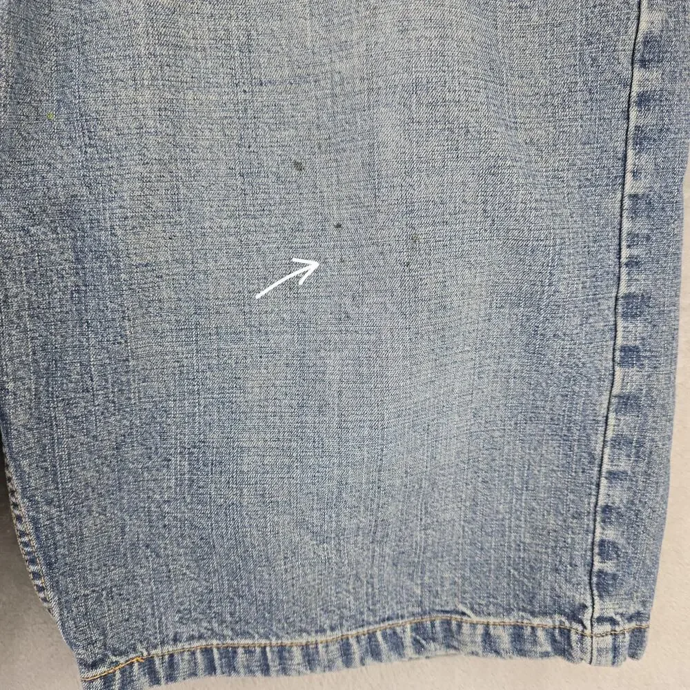 Vintage Anchor Blue Baggy Shorts Mens 34 (Fits 36x12) Blue Denim Jorts Y2K STAIN